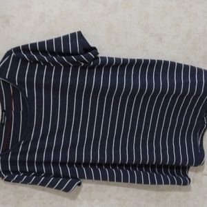 VGUC Pink Clover size L Navy and White Striped Short Sleeve Shirt